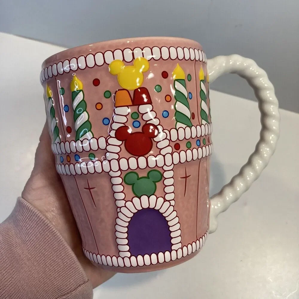 Disney World Mug Birthday Cake Castle Pink Mickey Anniversary Coffee Tea Cup